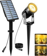 T-SUNUS Christmas Solar Landscape Spotlights Warm White 3000K Metal Lights, Garden Spot Light IP65 Waterproof 9.8ft | Lumora