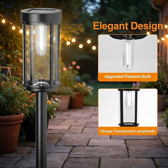Sparkblaze 2 Pack Solar Pathway Lights Outdoor, Modern Classic Solar Garden Lights, Auto On/Off Landscape Lighting for Yard, Lawn, Patio, Walkway, Waterproof Solar Stake Lights. (2, Cold White)