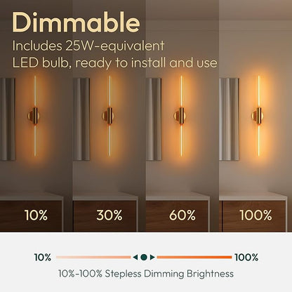ALAMPEVER Wall Sconce with T10 Bulbs, Modern Bathroom Wall Sconces, Clean Lines Design, Dimmable Wall Light for Bedroom, Living Room, Hallway, Entryway, Café, and Bar
