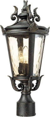 John Timberland Casa Marseille Vintage Outdoor Post Light Fixture Veranda Bronze 20 1/2" Champagne Hammered Glass | Lumora