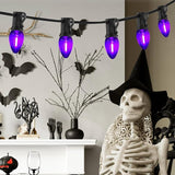 C7 Purple Halloween Lights Outdoor Indoor, 10FT Waterproof LED String Lights with Black Wire for Patio, Window | Lumora