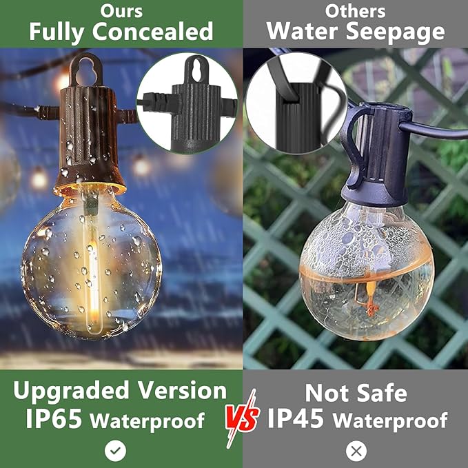 ZOTOYI Solar Outdoor String Lights 50FT, Waterproof with USB Port, G40 Globe Solar Patio Light with 26 Edison | Lumora