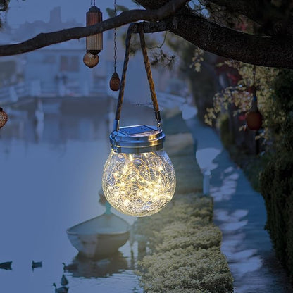 POPETPOP Solar Jar Lid Light Cover 3.54 Inch Solar Led Lid for DIY Hanging Lanterns Outdoor Garden Patio Yard Light Jar Cover