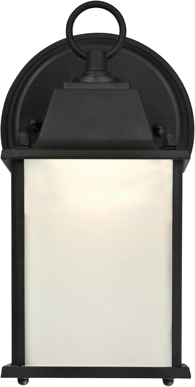 6107500 One-Light Dimmable LED Outdoor Wall Fixture, Textured Black Finish with Frosted Glass | Lumora