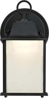 6107500 One-Light Dimmable LED Outdoor Wall Fixture, Textured Black Finish with Frosted Glass | Lumora
