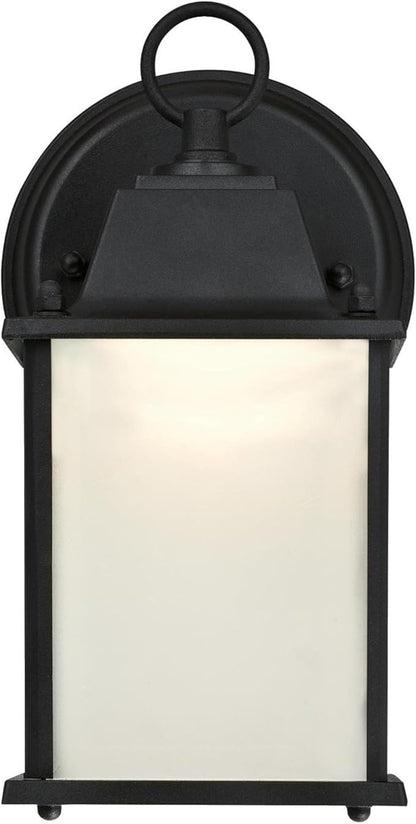6107500 One-Light Dimmable LED Outdoor Wall Fixture, Textured Black Finish with Frosted Glass