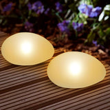 SUNNYPARK Solar Garden Lights Outdoor Set of 4 Plastic Pebble Shape Decorative Rock Lights Waterproof - Warm White | Lumora