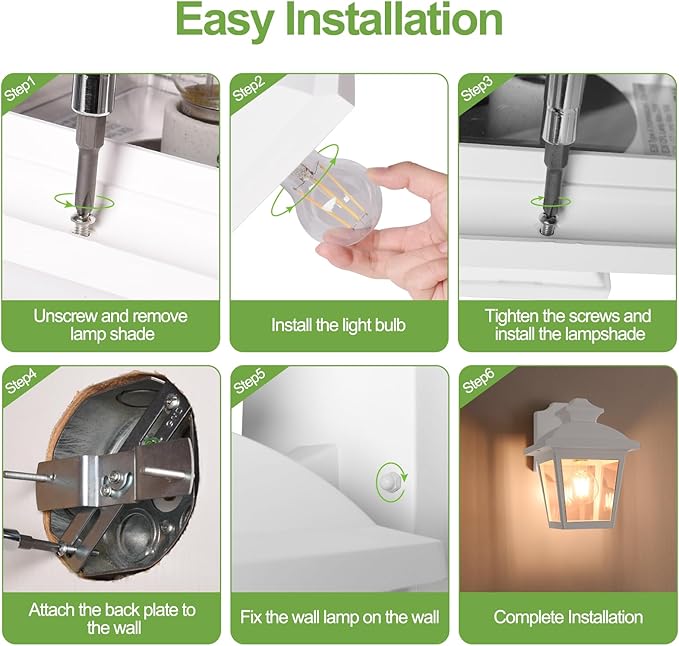 FUDESY Outdoor Wall Lantern, Exterior Waterproof Porch Light, Plastic Material Wall Sconce Light Fixture for Front Door, Garage, Patio, White, FDS746E26W (Bulb Included)