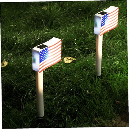 NUOBESTY 2pcs Solar LED Garden Path Lights Outdoor Decorative Lamps for Independence Day Yard Night Lighting Random Color