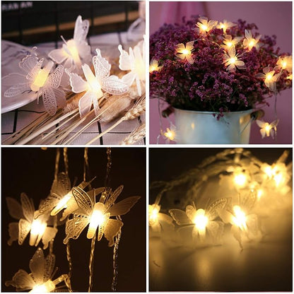 Butterfly String Lights, Waterproof 20FT 30LED Butterfly Solar Light Outdoor Solar Rope Lights Fairy Light Decorative Garden Lights for Cafe Patio Party Garden Wedding (Warm White)