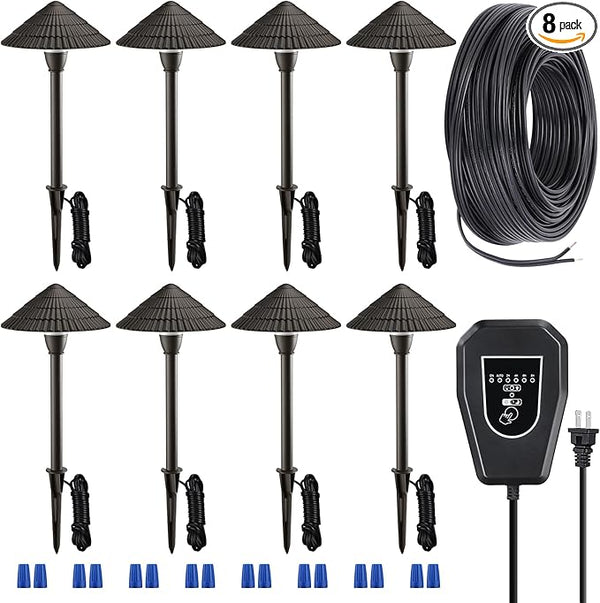LEONLITE All-in-ONE LED Landscape Lighting Kit, 8-Pack Low Voltage Pathway Lights, 60W Transformer, 100FT 16/2 AWG | Lumora