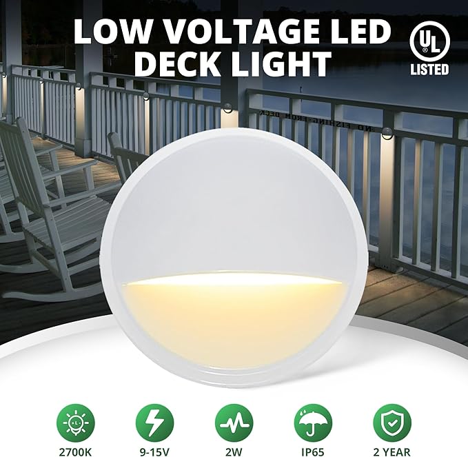 GKOLED Landscape Deck Light, Low Voltage 12V AC/DC Outdoor Patio Lighting, LED 2W Step Light, Die-Casting Aluminium | Lumora