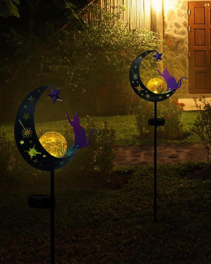 Putuo Decor Solar Garden Lights for Outside - Solar Cat Garden Decor with Waterproof, Decorative Cat Lights Outdoor for Yard