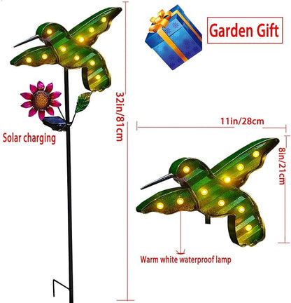 Solar Lights Outdoor Garden Stakes, Waterproof Hummingbird Lights Gifts for Women Mum and Metal Bird Decorative LED Lanterns for Yard, Patio (Hummingbird) (Hummingbird)