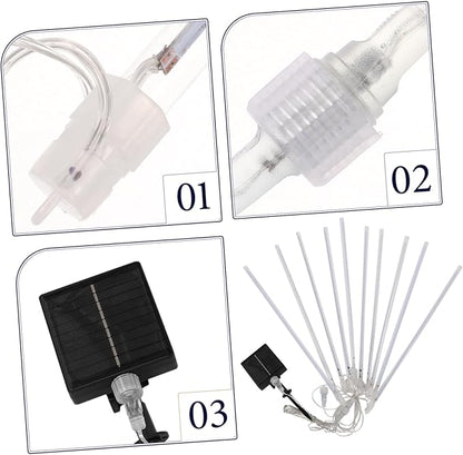 Uonlytech 1set Solar-Powered Led Shower Lights Outdoor String Lights for Christmas Wedding and Party Decoration Tubes Remote Control Modes