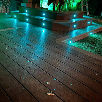 FVTLED Low Voltage Recessed RGBW Deck Light, Φ1.22 RGB & Warm White Stainless Steel Waterproof Outdoor Step Lighting In-ground Landscape Pathway Patio Stair Decor Lamp, Black