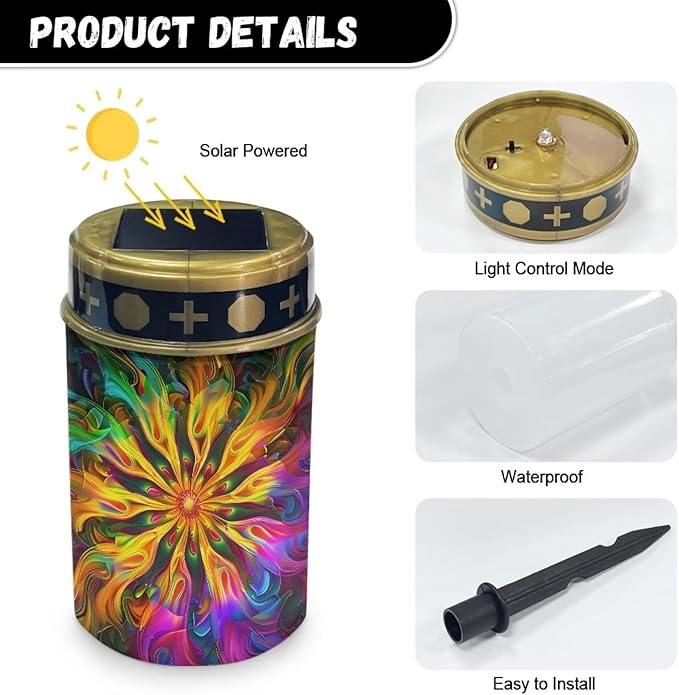Solar Outdoor Lights Garden Decor Abstract Flower Solar Lights Grave Decorations for Cemetery Memorial Gifts for Loss of Mother Sympathy Gifts for Loss of Dad