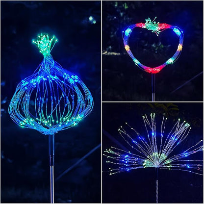 Solar Garden Lights Outdoor Waterproof (2 Pack),Solar Landscape Lighting,420LED Firework,Lights for Garden, Pathway, Party & Christmas,Multicolor