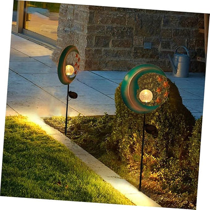 Mikikit 1pc Solar Powered Moon Shaped Ground Inserted Light for Outdoor Gardens Lawn Decor Easy Installation Solar Pathway Lamp for Yards and Walkways