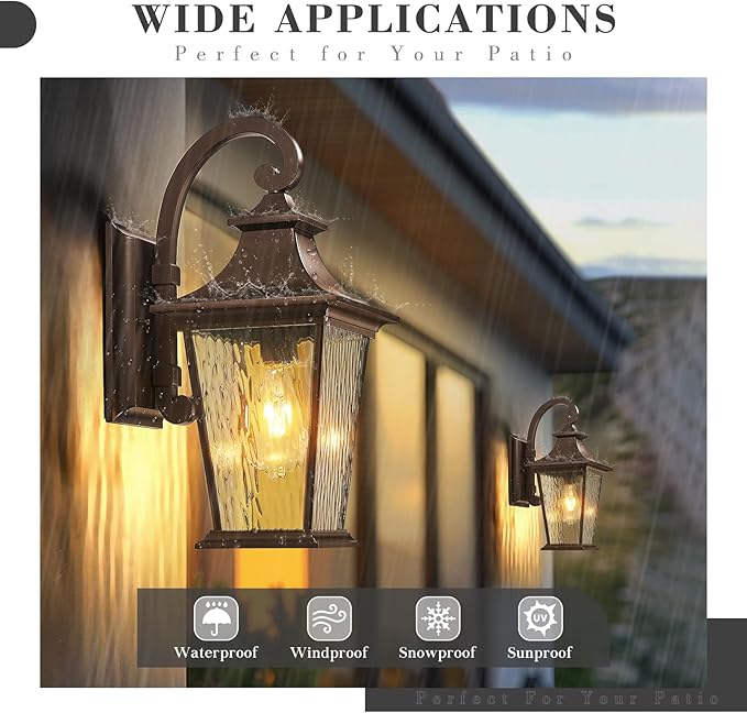 Emliviar 18.1" Outdoor Wall Light in Oil Rubbed Bronze Finish, Outside Wall Mount Light for Front Door, Water | Lumora