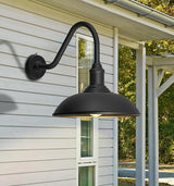 24" Extra Large Vintage Gooseneck Barn Light with Dusk to Dawn Sensor, Farmhouse Wall Mount Exterior Light Fixture | Lumora
