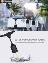 150 FT Outdoor String Lights for Outside Black with 48pcs Replaceable S14 Edison Lights 2200K, Weatherproof for | Lumora