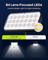 JACKYLED Solar Spot Lights Outdoor, 84-LED Solar Spotlights with 10ft Cord, 5 Lighting Modes, IP65 Waterproof | Lumora