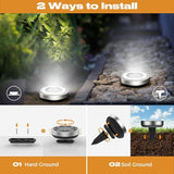 Solar Ground Lights,12 Pack Flat Solar Lights Outdoor Waterproof, Bright LED Solar Disc Lights, 6000K Cool White | Lumora
