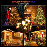 105FT 300LEDs Christmas Lights Outdoor Indoor 8 Modes for Christmas Tree Party Decoration, 100% UL Listed (Warm | Lumora