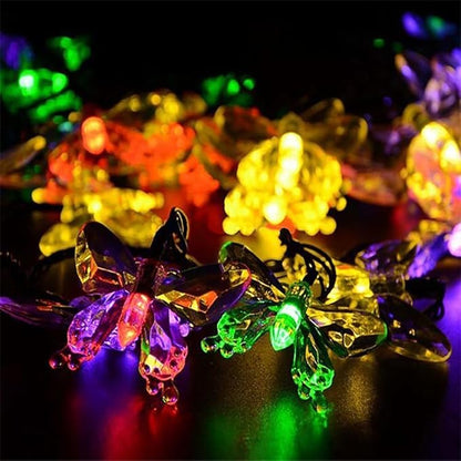 Solar String Lights, Waterproof 16ft 20LED Butterfly Christmas Fairy Lights Decorative Lighting for Home Party Wedding Patio Garden Porch Balcony (Multicolor)