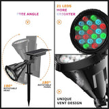 Solar Color Spot Lights Outdoor, 21 LEDs Color Changing Outdoor Lights, IP67 Waterproof RGB Multicolor Yard Solar | Lumora
