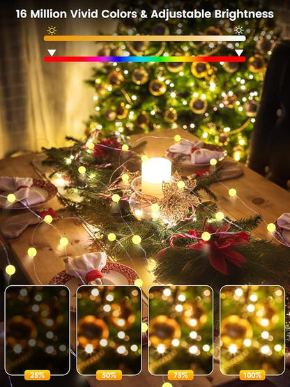 Smart Color Changing Easter Lights Outdoor Indoor, 33FT 66LED App Control RGB Globe Pastel String Light with Remote & Timer, Music Sync Twinkle Fairy Light for Girl's Bedroom Easter Decorations