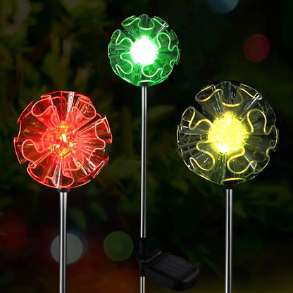 Outdoor Solar Powered LED Garden Light Landscape Lighting Waterproof Multi-color Color Changing Stake Light for Patio Yard Pathway Flowerbed Lawn Christmas Decorations Figurine Dandelion Pack of 2