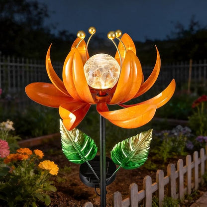 Outdoor Solar Lights Garden Decor,Wind Spinner Yard Decorations for Outside, Lotus Garden Windmill with LED Cracked Crystal Waterproof Flower Sculpture for Patio Lawn Gardening Gifts