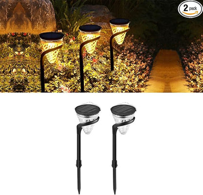 Solar Pathway Lights Outdoor 2 Pack, Auto On/Off Waterproof Landscape Lighting for Walkway Garden Yard, Adjustable Temperature Warm Light Cool/Warm, 3000K/6000K 8h+