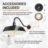21in. Satin Black Oversized Outdoor Gooseneck Barn Light Fixture With 22in. Long Arm - Wall Sconce Farmhouse | Lumora