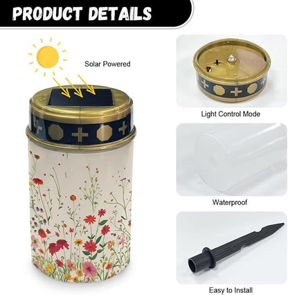 Cute Flowers Solar Led Lights for Outside Solar Memorial Lights for Graves in Memory of Loved Ones Outdoor Decorations