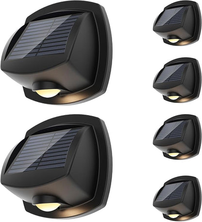 SOLPEX Solar Lights Outdoor Waterproof IP65, Solar Stair Lights Outdoor for Fence, Deck, Step, Dual Color LED 3 Lighting Modes House Wall Light for Porch, Backyard, Fence, Garden Decor-6 Pack
