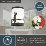 VAXCEL Links 1-Light 8 in. Wide Black Indoor-Outdoor Flush Mount Wall Sconce with Metal Golfer Cutout and Frosted | Lumora