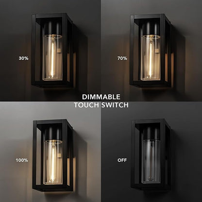 GLOBE Electric 60000167 1W LED Integrated Solar Powered Outdoor Wall Sconce, Matte Black, Integrated Solar Panel, Clear Glass Shade, 100 Lumens, 3000 Kelvin, 90 CRI