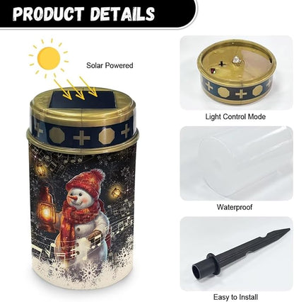 Snowman Music Garden Solar Light Outdoor Solar Powered Garden Lights Cemetery Solar Light for Grave Memorial Solar Light Decoration for Grave Merry Christmas