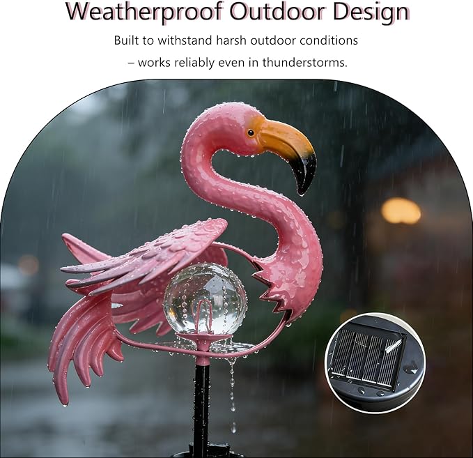 Garden Decor Solar Lights Pink Flamingo Lawn Light, for Yard Outdoor Decorations Ground Inserted Outdoor Waterproof | Lumora