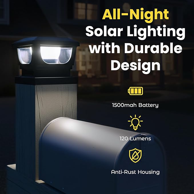 Brighticonic Solar Post Cap Lights Outdoor for 4x4, 3x3 – Auto On/Off Post Lights Solar Powered - Easy Install | Lumora