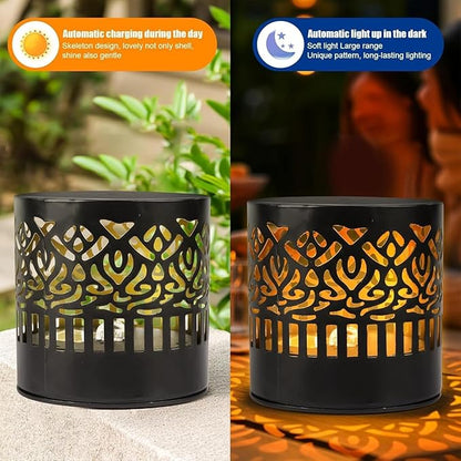 Decorative Solar Mandala Lights, Solar Mandala Lights Outdoor, Metal Solar Powered Outdoor Deck Step Wall Lights for Garden Post Patio Backyard Yard Decor (Monochrome)