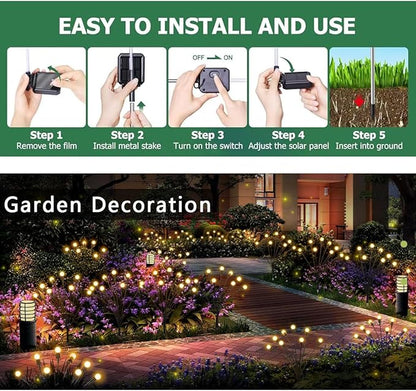 SUNYAO Solar Garden Lights, New Upgraded Solar Swaying Light, Sway by Wind, Solar Outdoor Lights, Firefly Light for Patio Decor, Big Bulb, & Heavy Bulb Base, Warm White(2 Pack)