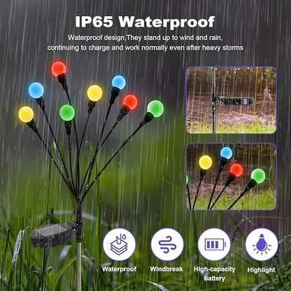 Solar Garden Lights Outdoor - 12 Pack 96LED Solar Powered Waterproof Firefly Lights for Yard Patio Lawn Pathway Decor, Multicolor Changing RGB Swaying Glow, Unique Gifts for Women & Plant Lovers