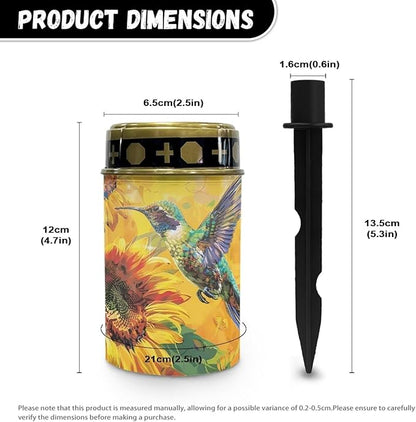 Garden Decor Hummingbird Sunflower Solar Light Outdoor Stake Patio Yard Lawn Porch Pathway Grave Solar Lights for Cemetery Christmas Outside Waterproof Decorations