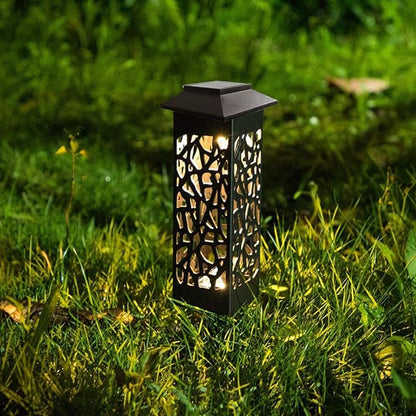 6pcs Solar Hollow-Out Ground Plug Lights Outdoor Waterproof Warm White Garden Solar Pathway Lamps for Lawn and Patio Decor