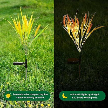 2 Pcs Solar Wheat Rice Ear Stake Light Outdoor IP66 Waterproof Decoration Solar Landscape Light for Pathway Garden Yard Lawn