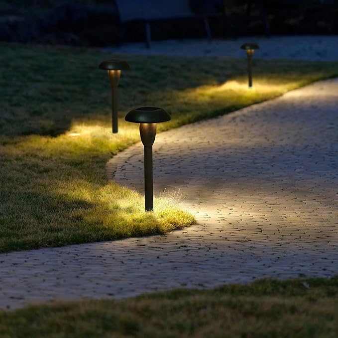 Solar Powered LED Path Lights, Dome Design, 12 Lumen Outdoor Landscape Lighting, 6 Count